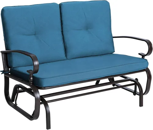 Miniatura 12 de Incbruce silla mecedora para exteriores y columpio para jardín, banco para patio con capacidad para 2 personas, juego de silla con estructura