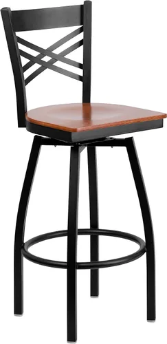 Miniatura 12 de Flash Furniture HERCULES Series Black ''X'' Taburete giratorio de metal – asiento de vinilo negro