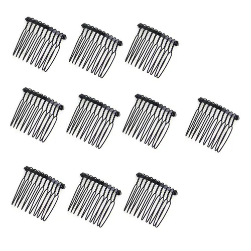 10 dientes de metal negro pinzas para el pelo mágico pasadores laterales alambre torsión moño abrazadera invisible Bang peine 10 unids