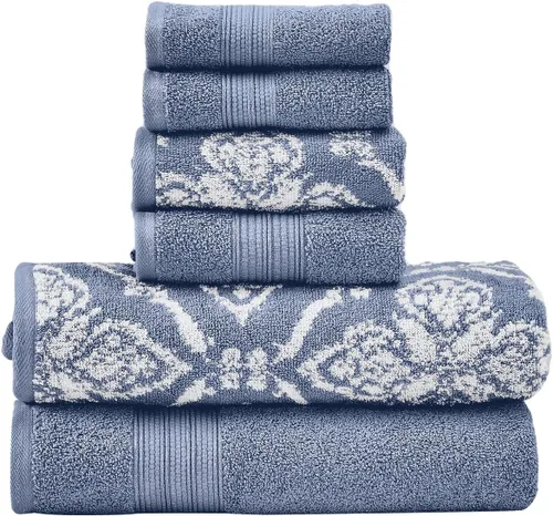 Miniatura 7 de Modern Threads Amaris - Juego de 6 toallas reversibles de jacquard teñido con hilo, toallas de baño, toallas de mano y paños de lavado