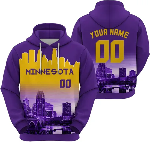 Miniatura 28 de Custom Football Hoodies City Night Skyline Personalized Sweatshirt Name Number Fan Gift Pullover for Men Women Youth
