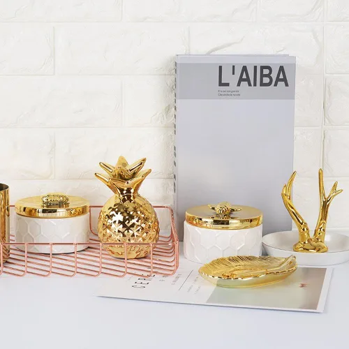 Miniatura 7 de Joyero de cerámica con organizador de accesorios contenedor de tanque de almacenamiento tapa de abeja