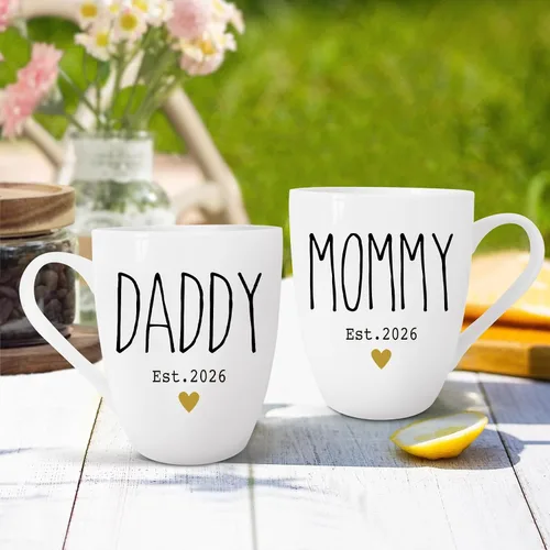 Miniatura 4 de Tazas de café para mamá y papá, regalos para nuevos padres 2026, juego de tazas para mamá y papá, perfecto para futuros padres y padres primerizos