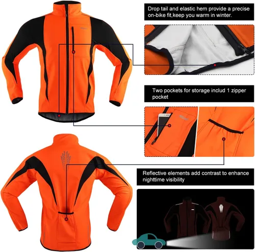 Miniatura 15 de Chaqueta térmica para ciclismo (tejido Softshell, resistente al viento, impermeable, 15K) de ARSUXEO