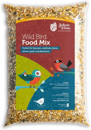 Schoen Farms Mezcla gourmet de alimentos para pájaros silvestres (10 libras) para cardenales, garbanzos, trepadores, pájaros carpinteros y pájaros