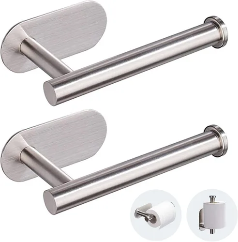 JOPOFI Portarrollos de papel higiénico - Portarrollos de papel higiénico autoadhesivo para montaje en pared para baño, acero inoxidable SUS 304,