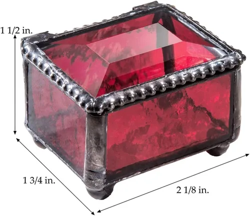 Miniatura 4 de Caja de anillo de vitral roja pequeña joyería recuerdo baratija - Caja J Devlin 325-4