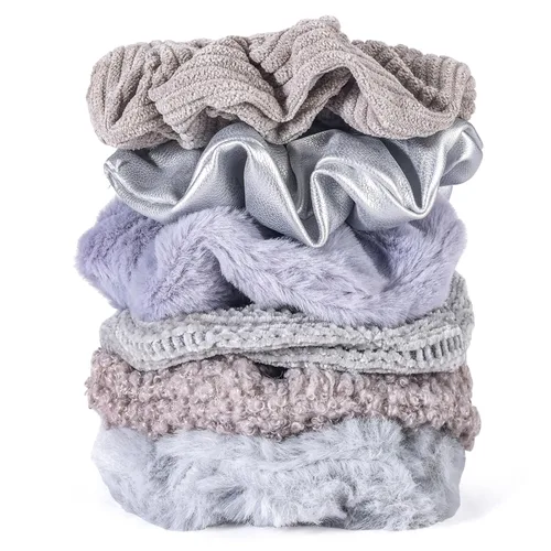 Miniatura 24 de Coleteros Difusos Fuzzy Scrunchies 8 PCS Ligas Negras para el Cabello Lindas Bandas para el Cabello con Piel de Conejo Sintética Ligas Elásticas