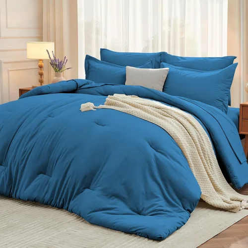 Miniatura 61 de MUXHOMO Juego de edredón de 5 piezas Twin XL, cama suave en una bolsa tamaño Twin XL, juego de ropa de cama para todas las estaciones con edredón