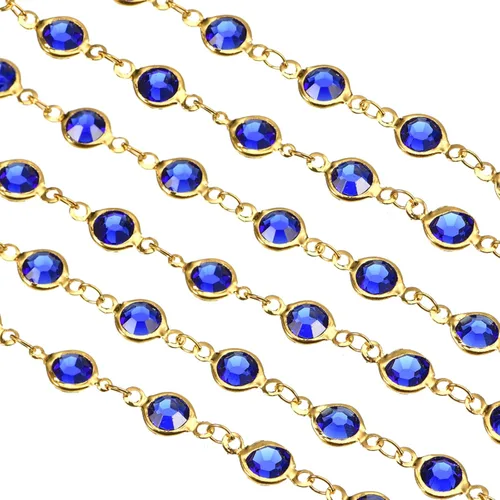 Miniatura 8 de uxcell Cadena de diamantes de imitación blancos de 2 yardas a granel con cadena de latón chapada en plata para hacer joyas, manualidades, pulseras