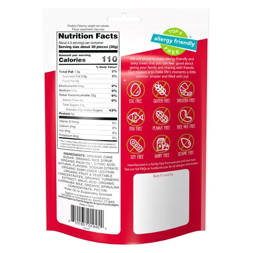 Miniatura 2 de YumEarth Organic Giggles - Caramelos masticables, aptos para alérgicos, sin colorantes, sabores artificiales, OMG ni gluten, bocadillos veganos