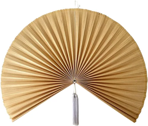 Miniatura 18 de ChumDecor Abanico de bambú para decoración de pared, decoración de abanicos de pared chinos japoneses, cabecero colgante bohemio, ventilador