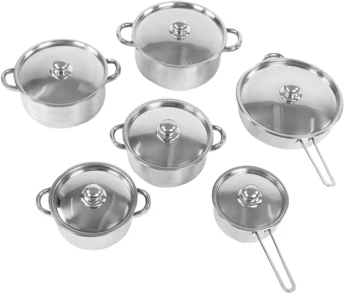 Miniatura 5 de Haofy Juego de utensilios de cocina de acero inoxidable de 6 piezas con sartén de 11.0 in y ollas de 18 a 10.2 in para inducción, gas, estufas