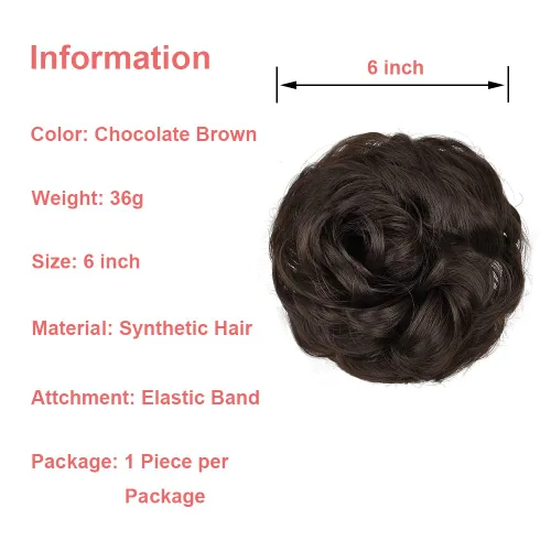 Miniatura 5 de KETHBE Extension de Cabello con Moño Desordenado para Mujer, Banda Elástica para Peinados Rizados, Extensiones de Cabello para Moños, Scrunchie