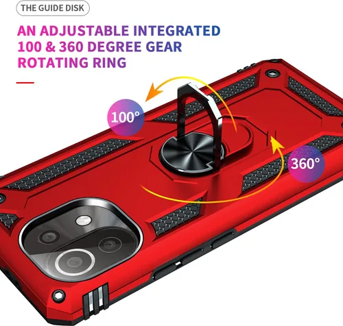 Miniatura 4 de Funda para Xiaomi Mi 11 lite 5G con protector de pantalla, híbrida resistente a prueba de golpes, armadura militar, defensor, cubierta trasera Rojo