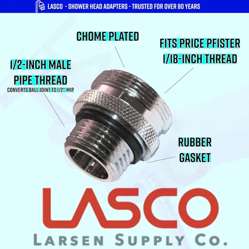 Miniatura 2 de LASCO 08-2475 Adaptador de bola de brazo de ducha de tubo de hierro macho de 1/2 pulgada con extremo de bola de rosca Pfister