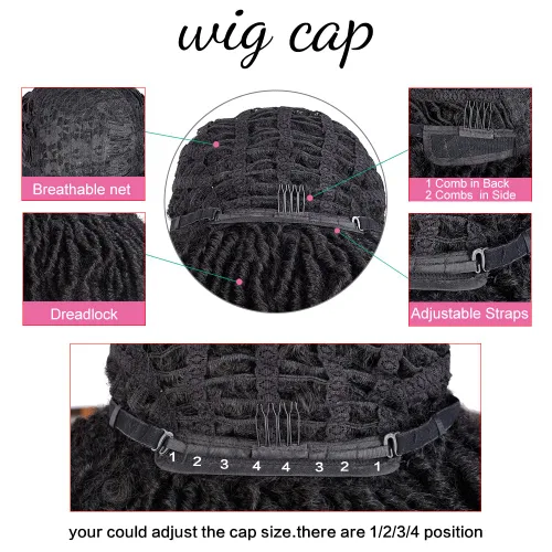 Miniatura 7 de Pelucas de rastas cortas de 6 pulgadas para mujeres y hombres negros con clips, pelucas trenzadas sintéticas con rizos postizos, rizos Afro, rizos