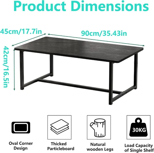 Miniatura 2 de Mesa de centro para sala de estar, mesas centrales rectangulares modernas para espacios pequeños, muebles industriales, mesas auxiliares de sofá