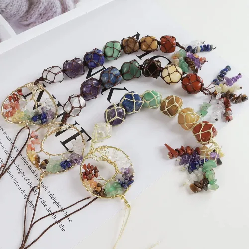 Miniatura 6 de Anjiucc Árbol de la Vida de Cristal Curativo de Piedra de 7 Chakras para Colgar en la Pared Decoración del Hogar Interior, Decoración de Ventana