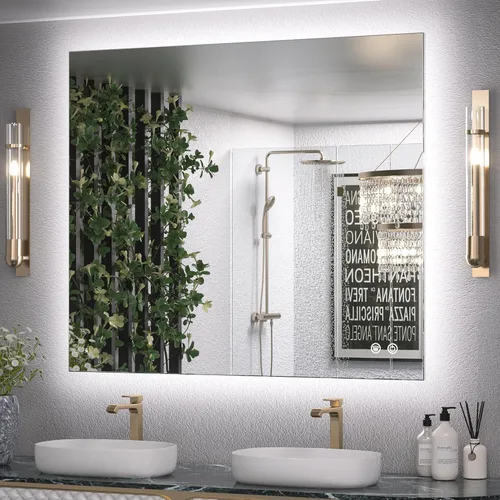 Miniatura 27 de Keonjinn Espejo de baño LED de 24 x 32 pulgadas con retroiluminación, antiniebla, CRI90+ HD regulable sin escalones, alto lumen, montaje en pared