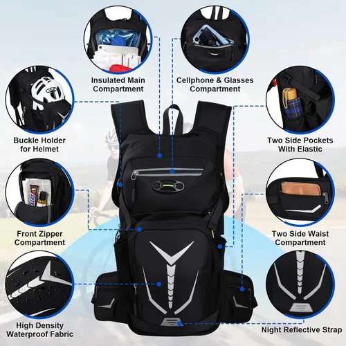 Miniatura 2 de Mochila de hidratación aislada con vejiga de agua de 3 litros, mochila de senderismo a prueba de fugas de 18 L, mochila de agua ligera para hombres