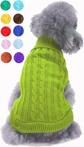 Miniatura 14 de Suéter para perro, cálido y suave, mediano (pecho 16-18 pulgadas), rosa, cuello alto clásico, lavable a máquina, invierno, unisex, sólido