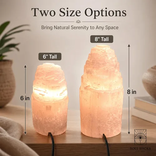 Miniatura 3 de Soul Sticks Lámpara de cristal de selenita natural y fabricada en Marruecos, incluye bombilla y cable con interruptor de atenuación Torre Iceberg