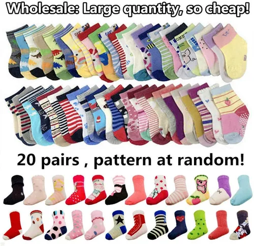 Miniatura 4 de 20 pares de calcetines para bebés, niños y niñas, de algodón (patrón al azar)