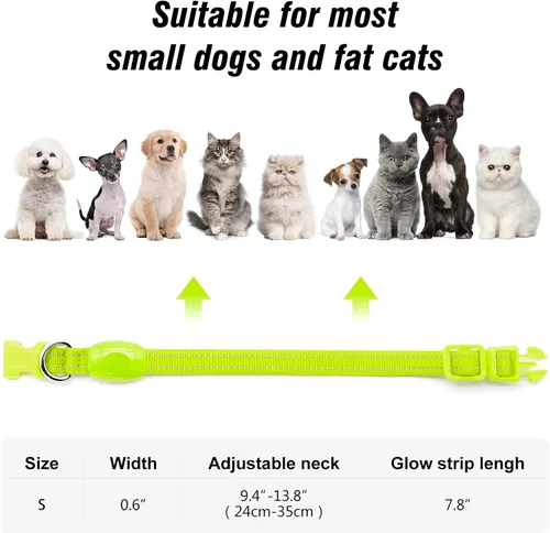 Miniatura 5 de Collares de perro con luz Visinite para perros pequeños, collar de perro LED recargable, collar de perro iluminado totalmente ajustable, collares