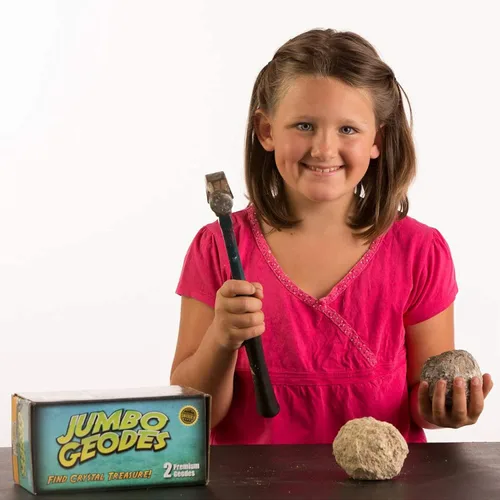 Miniatura 2 de Abre 2 geodas grandes – Abre tu propia geoda grande con cristales, kit de ciencias de la Tierra para niños para aprender geología, regalos