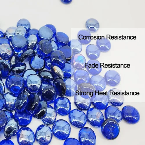 Miniatura 3 de Cuentas de vidrio de fuego de 19 libras para hoguera de 3/4 pulgadas, rocas de vidrio templado azul cobalto Cuentas de vidrio azul cobalto