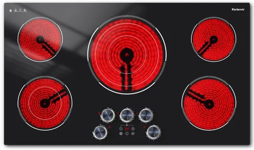 Miniatura 10 de Placa de cocción eléctrica empotrable de 30 pulgadas Karienvir, placa de cocción de 5 quemadores de 8500W, perilla antideslizante y control táctil