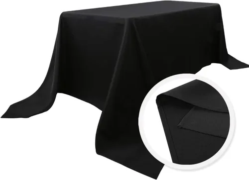 Miniatura 3 de Mantel rectangular de poliéster de 60 x 102 pulgadas, color negro, lavable para mesa de 6 pies, perfecto para bodas, fiestas, restaurantes