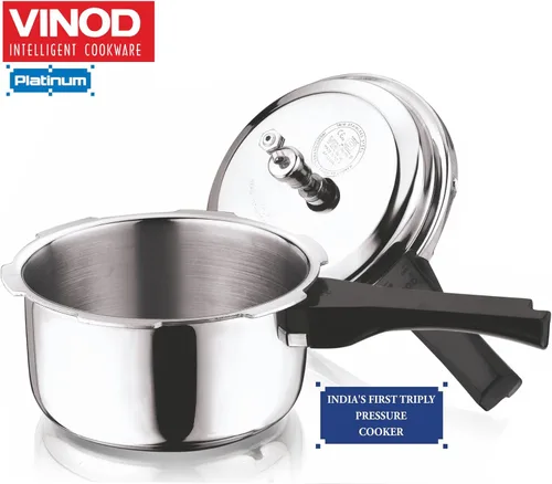 Miniatura 8 de Vinod Platinum Olla a presión de acero inoxidable triple con tapa exterior - 5 litros Cocinador de fondo SAS Cocinador de base de inducción