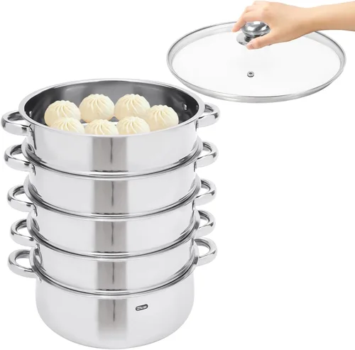 Miniatura 13 de Olla de vapor para cocinar de acero inoxidable de 10.2 pulgadas, olla de vapor de 5 niveles con tapa, utensilios de cocina multiusos para cocinar