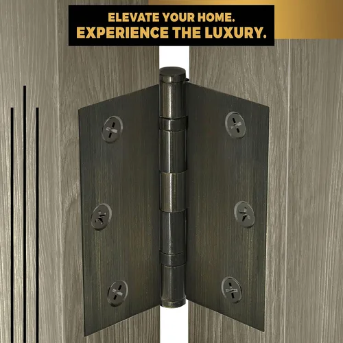 Miniatura 5 de Solid Brass Door Hinge Heavy Duty Ball Bearing 3.5 x 3.5 Inch - Set of 2 Hinges (Antique Brass)