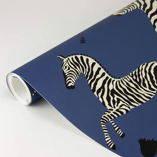 Miniatura 6 de Scalamandre SCS3870 Denim Zebra Safari - Papel tapiz autoadhesivo, color azul