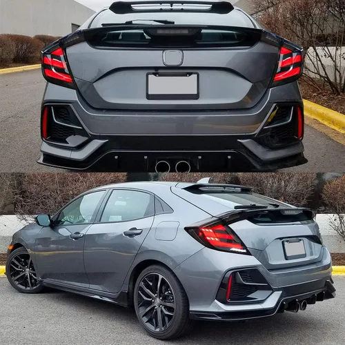 Miniatura 6 de HCmotion Luces traseras LED ensambladas para Honda Civic 10Th Gen Tipo R Hatchback FK7 FK8 2016-2021 Lámpara trasera con señal secuencial, LED DRL