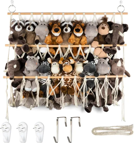 Miniatura 8 de Hamaca de animales de peluche de 16.5 in de ancho sobre la puerta - Hamaca de animales de peluche de 5 niveles para hamaca de juguete de felpa
