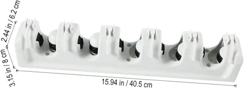 Miniatura 4 de HEMOTON Soporte de escoba para montaje en pared, estante de almacenamiento, fregona, clip para paraguas 5 bolas, 6 ganchos para garaje