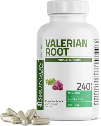 Bronson Cápsulas de raíz de valeriana – Valerian Officinalis – Promueve la relajación – Sin OGM, sin soja ni gluten, 240 cápsulas vegetarianas