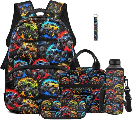 Miniatura 12 de Bulopur Eagle American Flag Print Kids Backpack Boys Elementary School 17 Inch Bookbag With Lunch Bag Water Bottle Holder Keychain Pencil Case 5