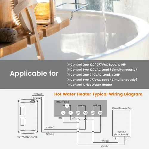 Miniatura 4 de SURAIELEC Temporizador para alberca, temporizador digital de 7 días y 24 horas para bomba de piscina, 40 AMP de servicio pesado, 120/240/277 VAC
