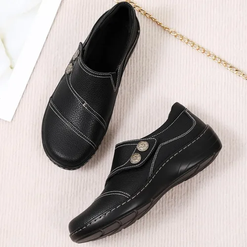 Miniatura 6 de Mocasines Penny y zapatos sin cordones para mujer, zapatos planos de cuero para conducir, cómodos zapatos de trabajo para caminar