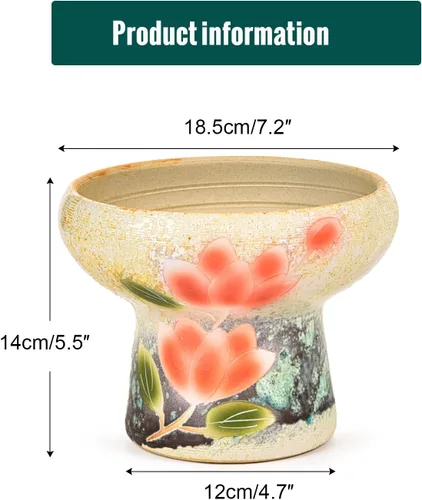 Miniatura 6 de Sungmor Macetas grandes para suculentas de 7.5 pulgadas, bonita maceta de cerámica pintada a mano con drenaje, maceta de cactus para interiores