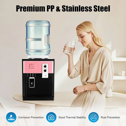 Miniatura 5 de Dispensador de enfriador de agua caliente y fría para botella de 5 galones, dispensador de enfriador de agua de carga superior con 3 ajustes