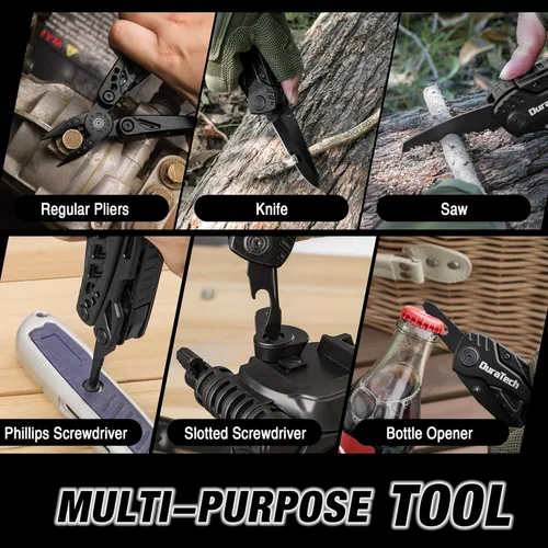 Miniatura 7 de DURATECH Cuchillo multiherramienta 11 en 1, regalo para hombres, papá, cuchillo de bolsillo multiherramienta de acero inoxidable con hoja grande