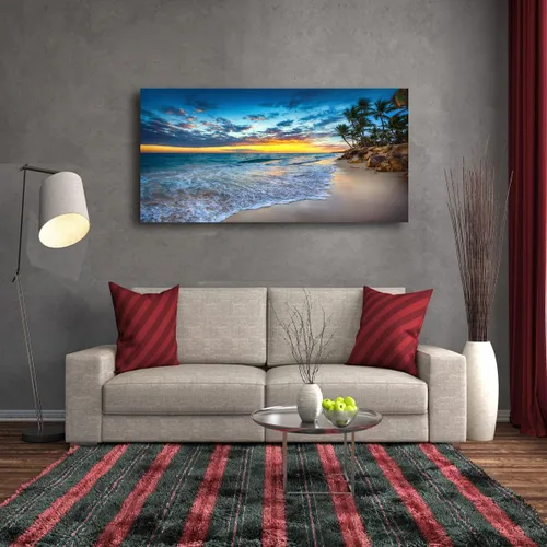 Miniatura 3 de Cuadros en Lienzo de Puesta de Sol en la Playa Arte de Pared para Sala de Estar Dormitorio Decoración de Pared, Impresiones de Arte de Pared