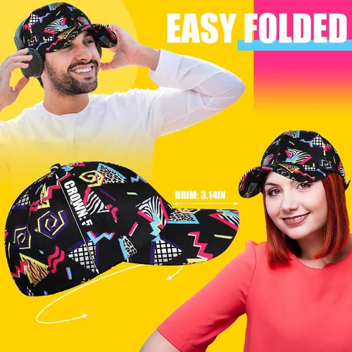 Miniatura 2 de Sotiff Trajes retro de 2 piezas de los años 80 y 90 para mujeres y hombres, riñonera y sombrero de los años 80, disfraces de los años 90, cintura
