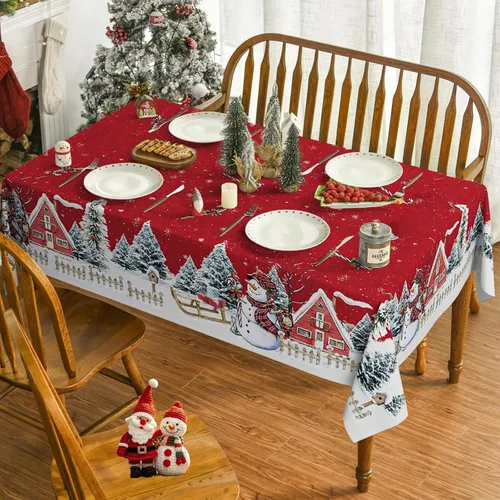 Miniatura 13 de Mantel rectangular de poliéster, manteles para mesas rectangulares de 6 pies, manteles de tela decorativa lavable para bodas, banquetes y campamento